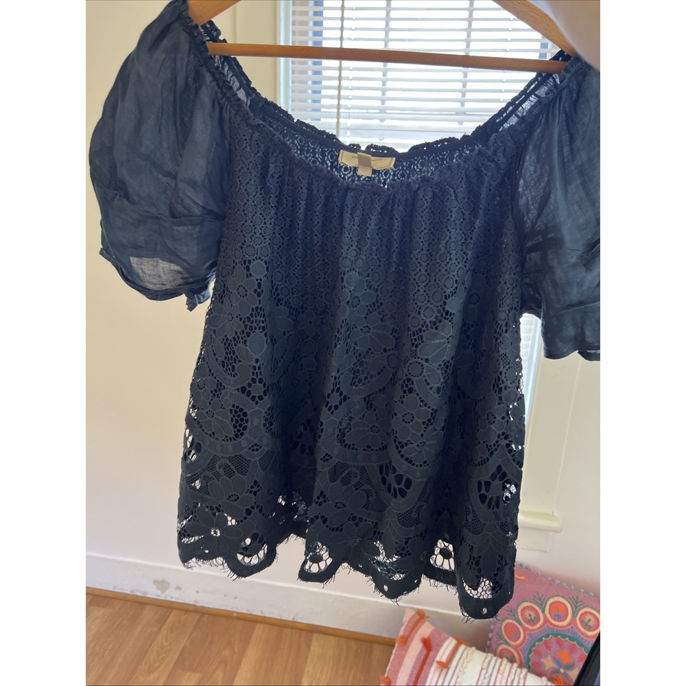 Anthropologie Moulinette Soeurs Womens Top Sz L Messina Lace Puff Sleeved Blouse - Picture 12 of 15